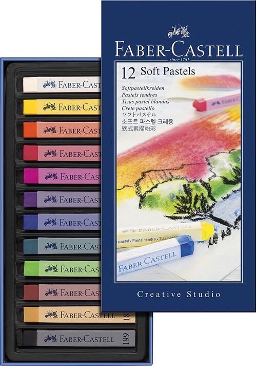 TIZAS PASTEL BLANDO FABER CASTELL 12 COLORES SURTIDOS