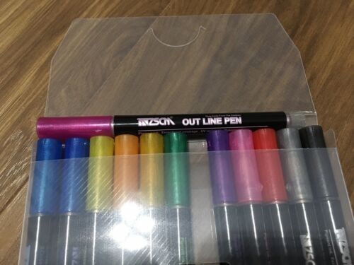 GEL PEN MARKER METALLIC ZSCM OUTLINE SET OF 12