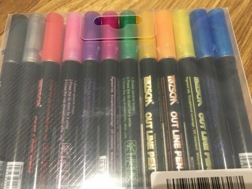 GEL PEN MARKER METALLIC ZSCM OUTLINE SET OF 12