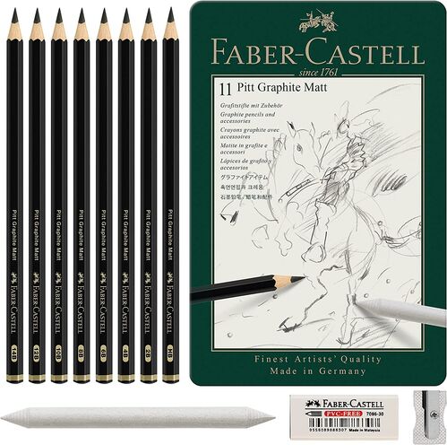 LAPIZ FABER CASTELL PITT GRAPHITE MATT 11 GRADUACIONES (HB a 14B)