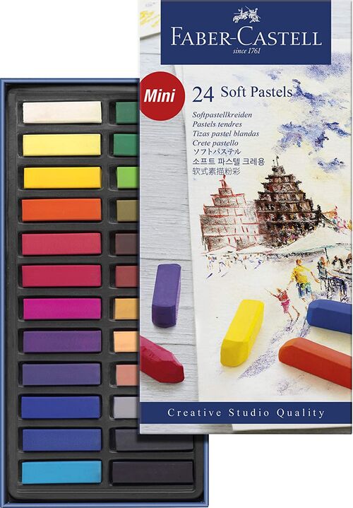 FABER CASTELL ESTUCHE DE CARTON CON 24 TIZAS PASTEL, MULTICOLOR