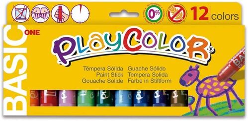 TEMPERAS SOLIDAS PLAYCOLOR BASIC ONE ESTUCHE 12 COLORES SURTIDOS