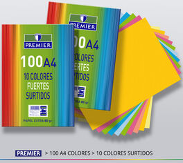 PAPEL A4 80GR 10 COLORES SURTIDOS. PACK 100. TAURO.