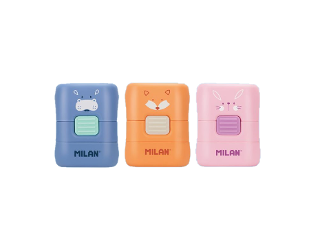 GOMA DE BORRAR ERASER&BRUSH COMPACT FUNNY ANIMALS. MILN.