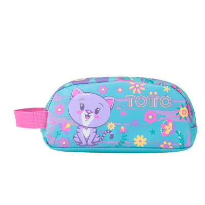 Estuche escolar de gatita y flores - Tropyglam. TOTTO.