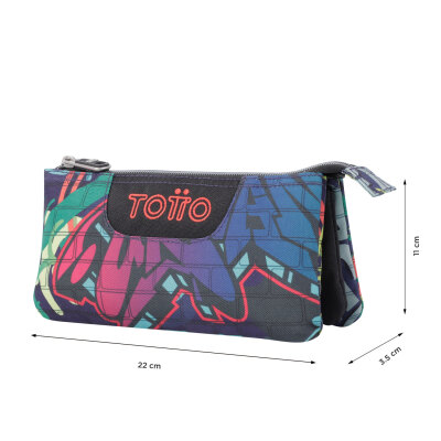 Estuche escolar tres compartimentos graffiti - Tablero. TOTTO.