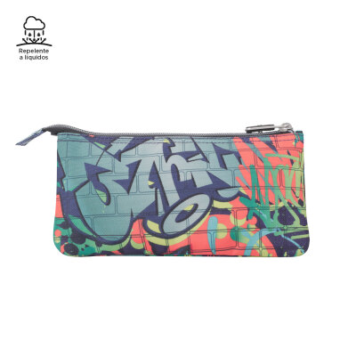 Estuche escolar tres compartimentos graffiti - Tablero. TOTTO.