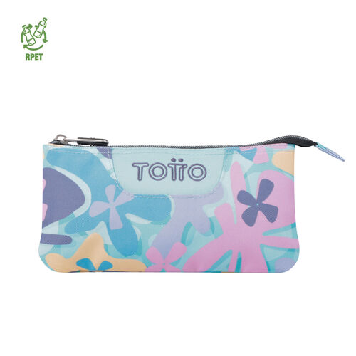 Estuche escolar tres compartimentos flores hawaianas - Tablero. TOTTO.