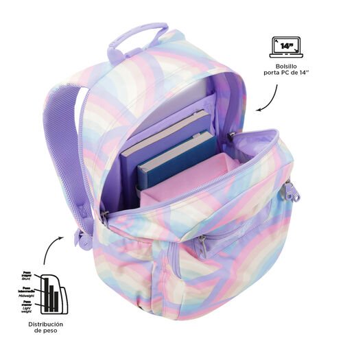Mochila escolar adaptable a carro arcoíris - Acuareles