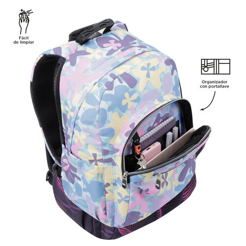 Mochila escolar adaptable a carro flores hawaianas - Acuareles