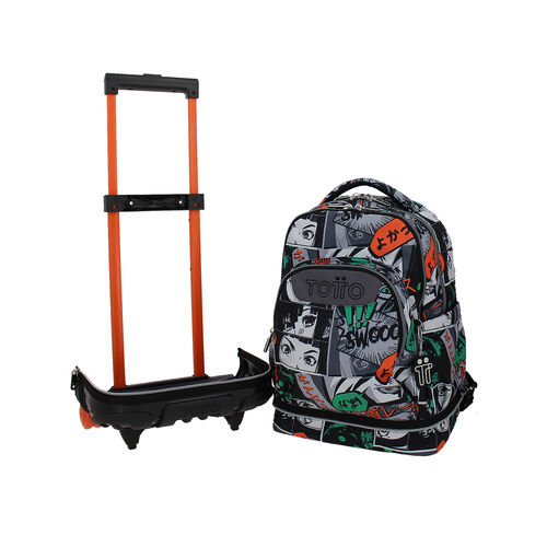 Mochila escolar ruedas desmontable manga - Tiza. TOTTO.