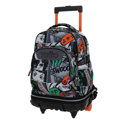 Mochila escolar ruedas desmontable manga - Tiza. TOTTO.
