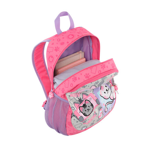 Mochila Infantil TOTTO Mediana Rosa - Selfie Cat