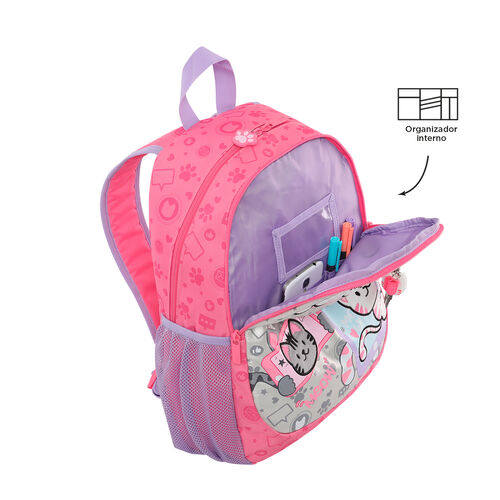 Mochila Infantil TOTTO Mediana Rosa - Selfie Cat