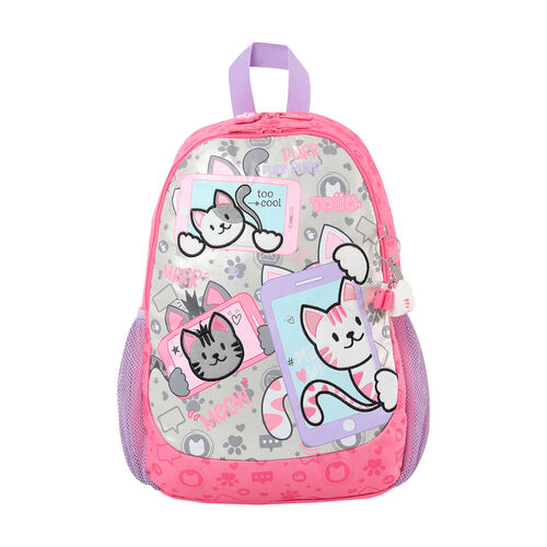 Mochila Infantil TOTTO Mediana Rosa - Selfie Cat