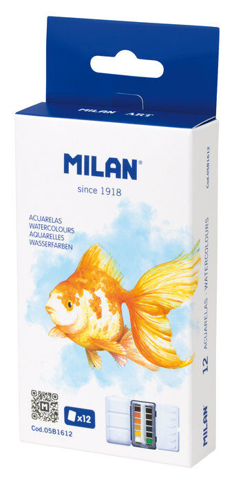 ACUARELA GODETS MILAN 12 COLORES ESTUCHE METALICO.