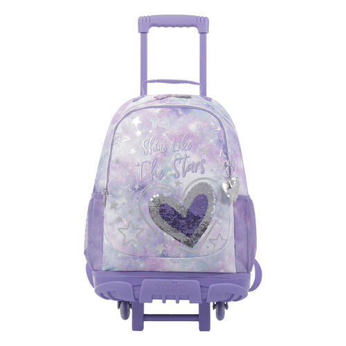 Mochila escolar 3 ruedas - Shiny Heart. totto