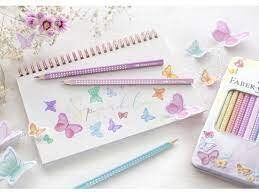 LAPIZ FABER SPARKLE 12 COLORES PASTEL CAJA METALICA.