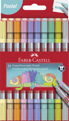 ROTULADOR FABER CASTELL DOBLE PUNTA 10 COLORES PASTEL.