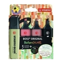 MARCADOR STABILO BOSS ORIGINAL NATURECOLORS 4 COLORES.