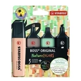 MARCADOR STABILO BOSS ORIGINAL NATURECOLORS 4 COLORES.