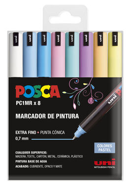 ROTULADOR POSCA PC-1MR  ESTUCHE  8 COLORES PASTEL.