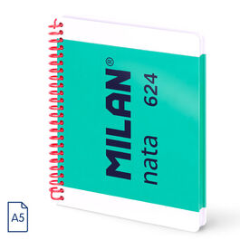 CUADERNO A5 ESPIRAL TAPA DURA 80H LISAS MILAN NATA 624 VERD. MILAN.