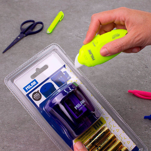 SACAPUNTAS POWER SHARP AZUL BLISTER. MILAN.