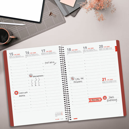 AGENDA 2025-2026 16 MESES. E10 (155X212MM) SEMANA VISTA VERTICAL. IKON. NEGRO. FINOCAM.