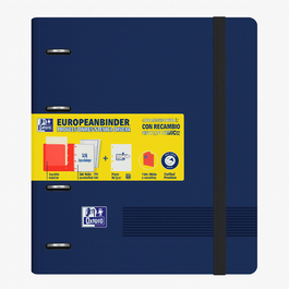 CARPETA DE ANILLAS A4+ RECAMBIO 5X5 AZUL OSCURO. OXFORD.