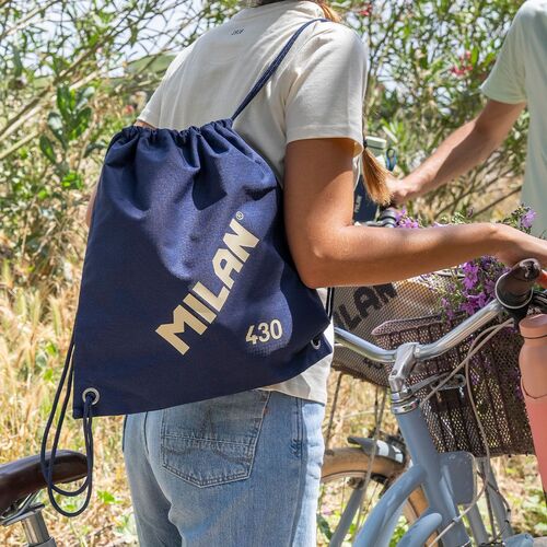 BOLSA MOCHILA DE TIRAS COLECCIÓN 430 SINCE 1918. AZUL. MILÁN.