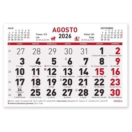 CALENDARIO 2026 TIPO FALDILLA 15 x 10,5 cm Números GRANDES. MYRGA.