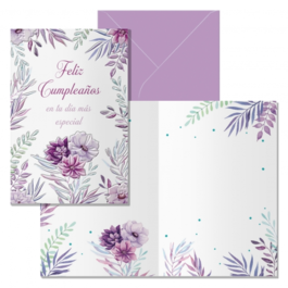 TARJETA DE FELICITACION LAVANDA. DOHE.