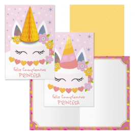 TARJETA DE FELICITACION TIPO GUIRNALDA. PRINCESA. DOHE.