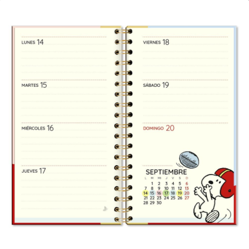 AGENDA 2026 SEMANA VISTA A6 ESPIRAL SNOOPY