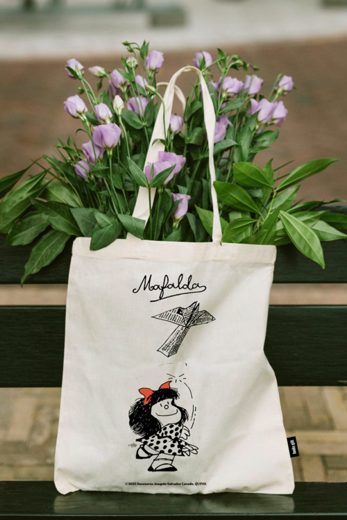 BOLSA DE TELA DE LA COMPRA MAFALDA AVION