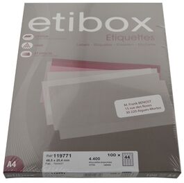 ETIQUETAS INKJET & LASER A4 ETIBOX 48.5x25,4 44 ETIQUETAS POR HOJA. CAJA 100H