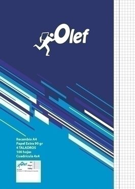 RECAMBIO OLEF A4 100h 4 TALADROS. CUADRÍCULA 4MM.
