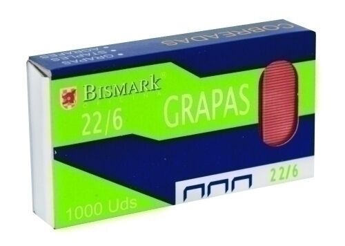 GRAPAS BISMARK 22/6 COBREADAS caja de 1000 - COPY PAPELERIAS