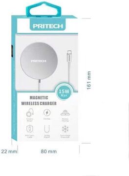 PRITECH Cargador Inalámbrico Magnético de Carga Rápida 15W Cable Tipo C.