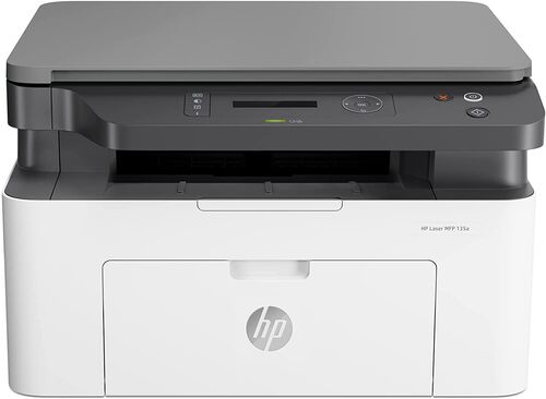 HP Laser MFP 135w 4ZB83A, Impresora Láser Multifunción Monocromo, Imprime, Escanea y Copia, Wi-Fi, USB 2.0 de alta velocidad, HP Smart App, Apple AirPrint, Panel de Control LCD, Blanca