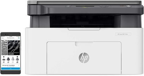 HP Laser MFP 135w 4ZB83A, Impresora Láser Multifunción Monocromo, Imprime, Escanea y Copia, Wi-Fi, USB 2.0 de alta velocidad, HP Smart App, Apple AirPrint, Panel de Control LCD, Blanca