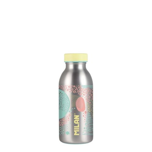 MILAN Botella isotérmica de acero inoxidable 354 ml serie Silver, amarillo